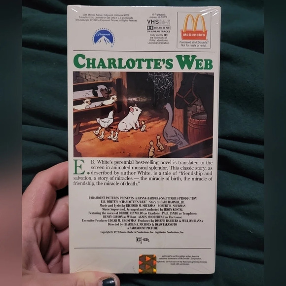 SEALED Charlotte's Web VHS, 1993 - Picture 3 of 3